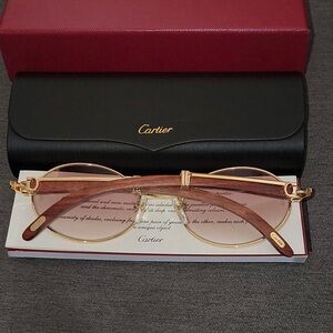 Cartier Gold Frame Sunglasses with Pink Gradient Lenses